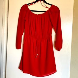 Naked Zebra Off- Shoulder Red Dress